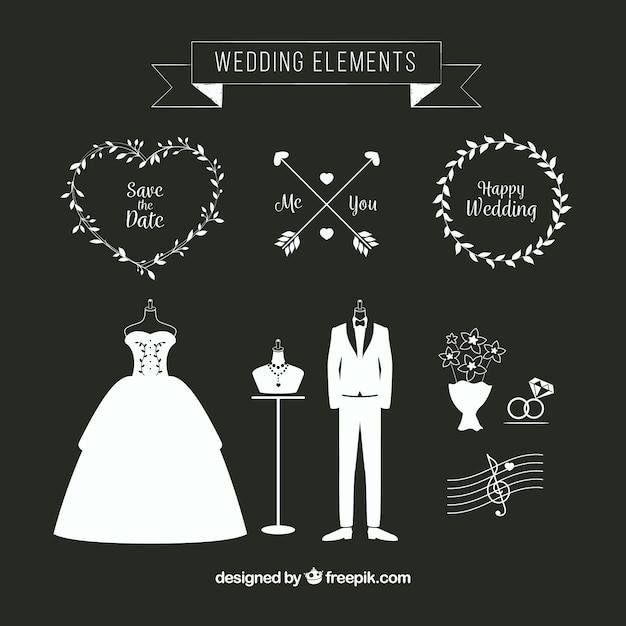 Flat Wedding Element Collection – Free Download