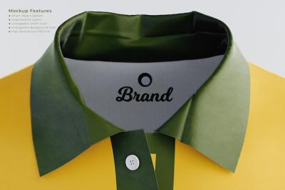 Men’s Polo T-Shirt Presentation Mockup – Front Top View | Free Download