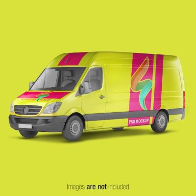 Yellow Delivery Van Mockup – Free Stock Photo for Download