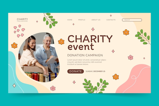 Hand Drawn Fundraising Event Landing Page – Free to Download