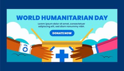 Hand-Drawn Flat Banner for World Humanitarian Day – Free Download