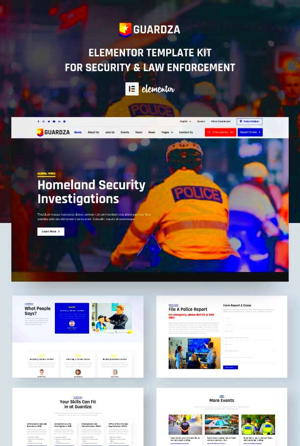 Guardza  Security  Law Enforcement Elementor Template Kit by 