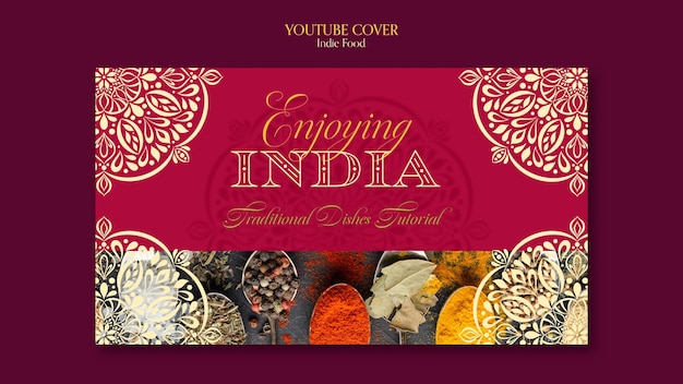 Mandala Design YouTube Cover Template for Indian Food Restaurants – Free Download