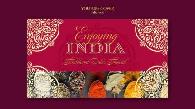 Mandala Design YouTube Cover Template for Indian Food Restaurants – Free Download