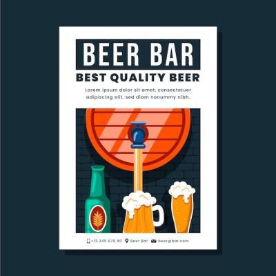 Hand-Drawn Beer Bar Poster Template – Free Download