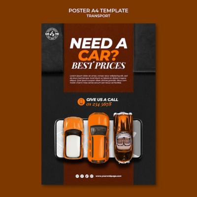 Car Rental Vertical Poster Template Featuring Toy Cars – Free Download