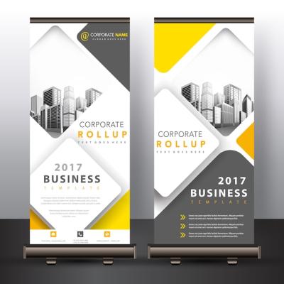 Yellow and Grey Roll-Up Design – Free Download