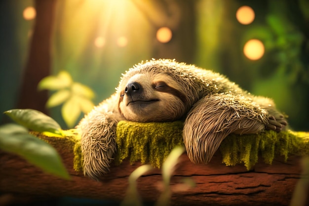 Relaxed Sloth Sleeping on Tree Branch – Free Stock Photo