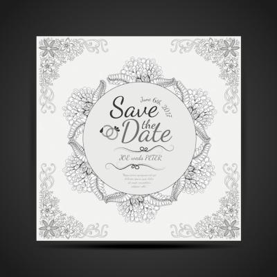 Hand Drawn Black and White Mandala Design Wedding Invitation Card – Free Download