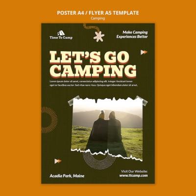 Camping Poster Template Design – Free Download