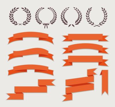 Wreaths and Ribbons for Banner Set in Flat Style – Free Download