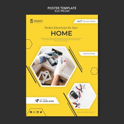 Electrician Poster Template – Free Download Stock Photo