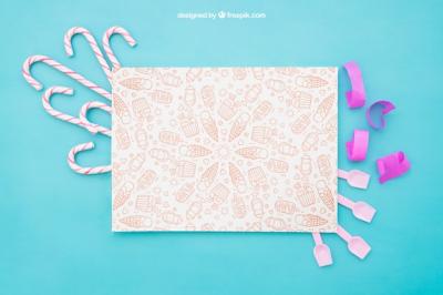Celebration Composition with Paper and Candy Canes – Free Download