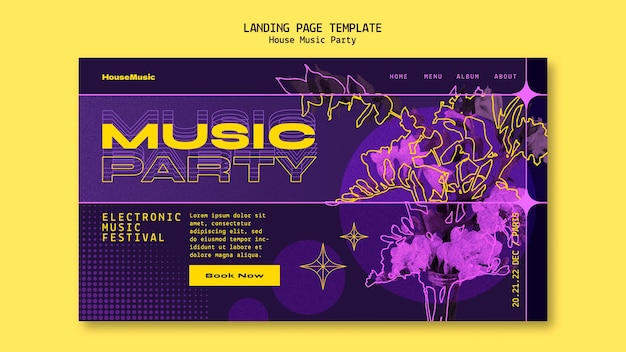 House Music Party Landing Page Template – Download Free Stock Photo