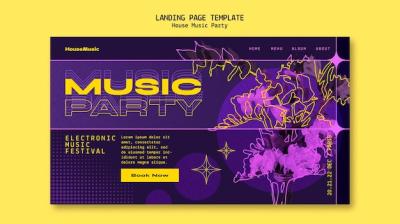 House Music Party Landing Page Template – Download Free Stock Photo