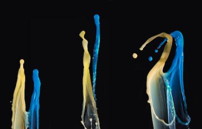 Blue and Yellow Waterdrops Isolated on Dark Backdrop – Free Download
