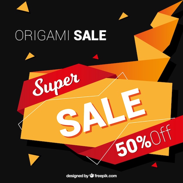 Origami Style Elegant Sale Vector Template – Free Download