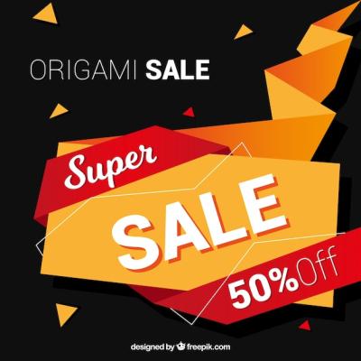 Origami Style Elegant Sale Vector Template – Free Download