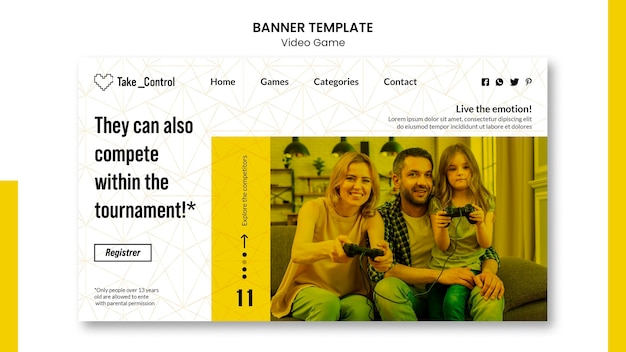 Video Game Banner Template Design – Free Download