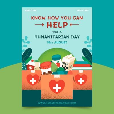 Hand-Drawn Flat Poster for World Humanitarian Day – Free Download