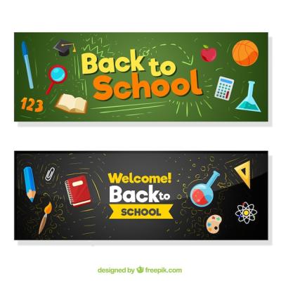 Blackboard Banners in Flat Design – Free Download