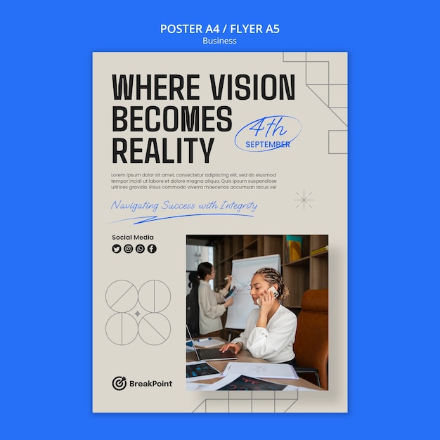 Business Strategy Poster Template in Flat Design – Free Download