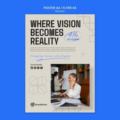 Business Strategy Poster Template in Flat Design – Free Download