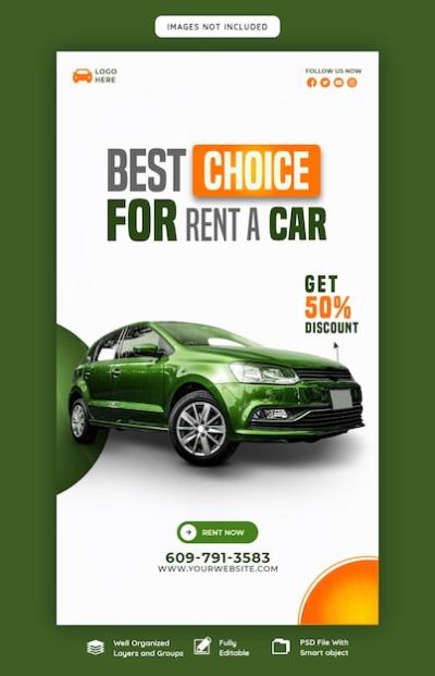 Car Rental and Automotive Story Templates for Instagram and Facebook – Free Download