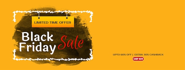 Black Friday Sale Flat Design Yellow Banner – Free Download