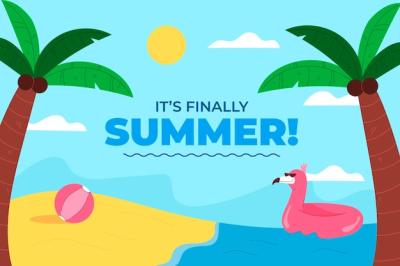 Vibrant Cartoon Summer Background – Free Download