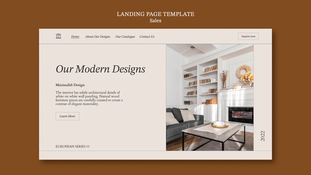 Interior Decor Sales Landing Page Template Featuring Furniture – Free Download