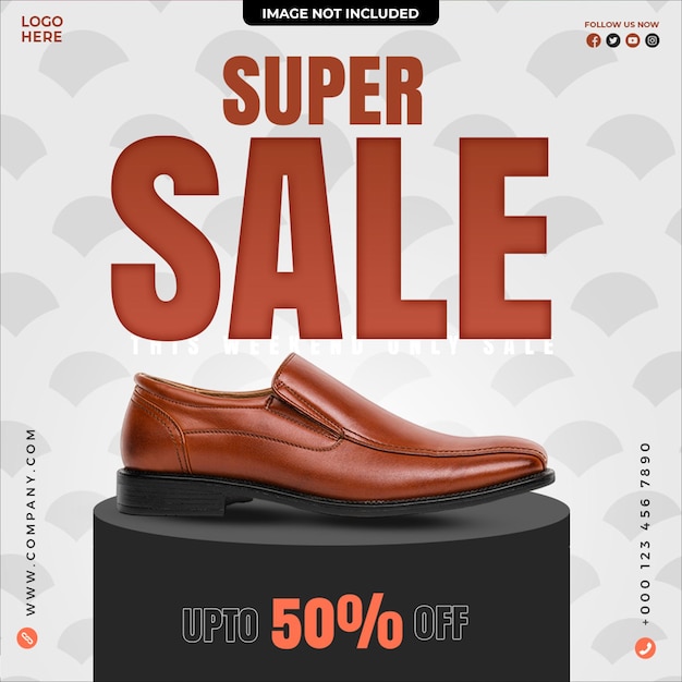 Shoes Sale Template Design for Social Media Posts and Square Banners – Download Free Stock Photo