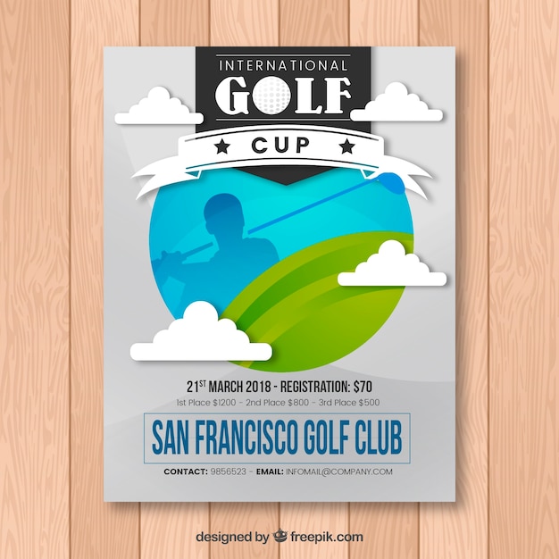 Golf Tournament Flyer in Flat Style – Free Download
