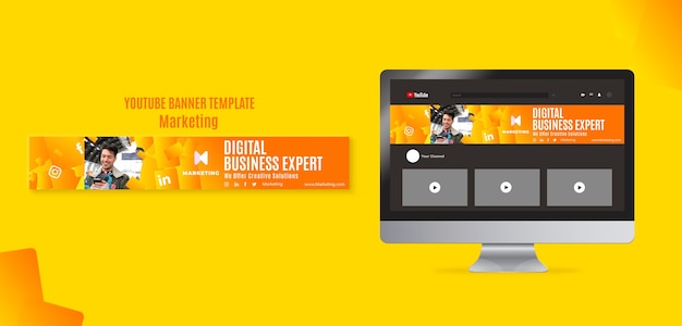 Marketing Strategy YouTube Banner Template – Free Download, Download Free Stock Photo