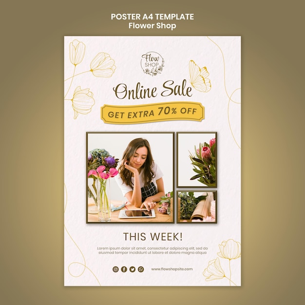 Flower Shop Online Sale Poster Template – Free Download