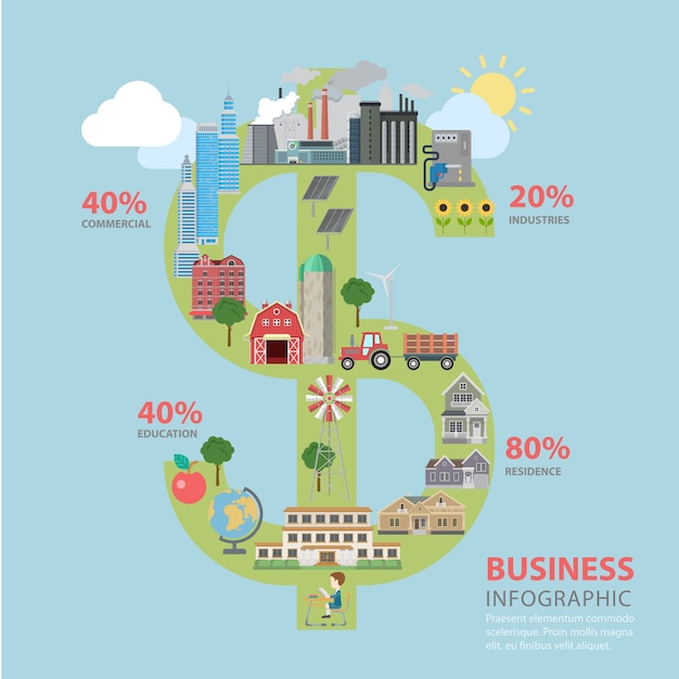 Business Finance Success: Dollar Sign Shape Infographics – Free Stock Photo for Download