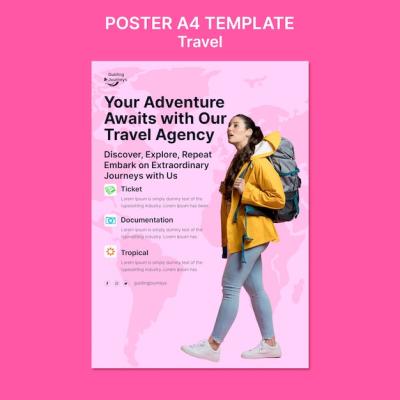 Flat Design Travel Adventure Poster Template – Free Download