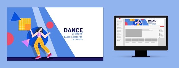 Flat Design Dance School YouTube Channel Art – Free Download