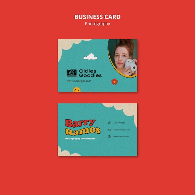 Vintage Photography Horizontal Business Card Template Featuring Sky and Clouds – Free Download