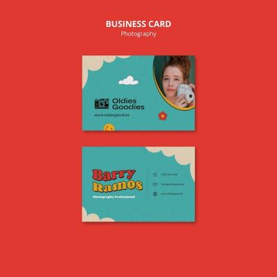Vintage Photography Horizontal Business Card Template Featuring Sky and Clouds – Free Download
