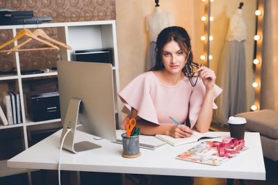 Young Stylish Sexy Woman in Pink Luxury Dress – Summer Trend, Chic Style, Fashion Designer at Work | Free Download