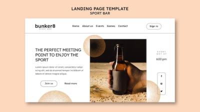 Landing Page Template for Sports Bar Featuring Beer – Free Download