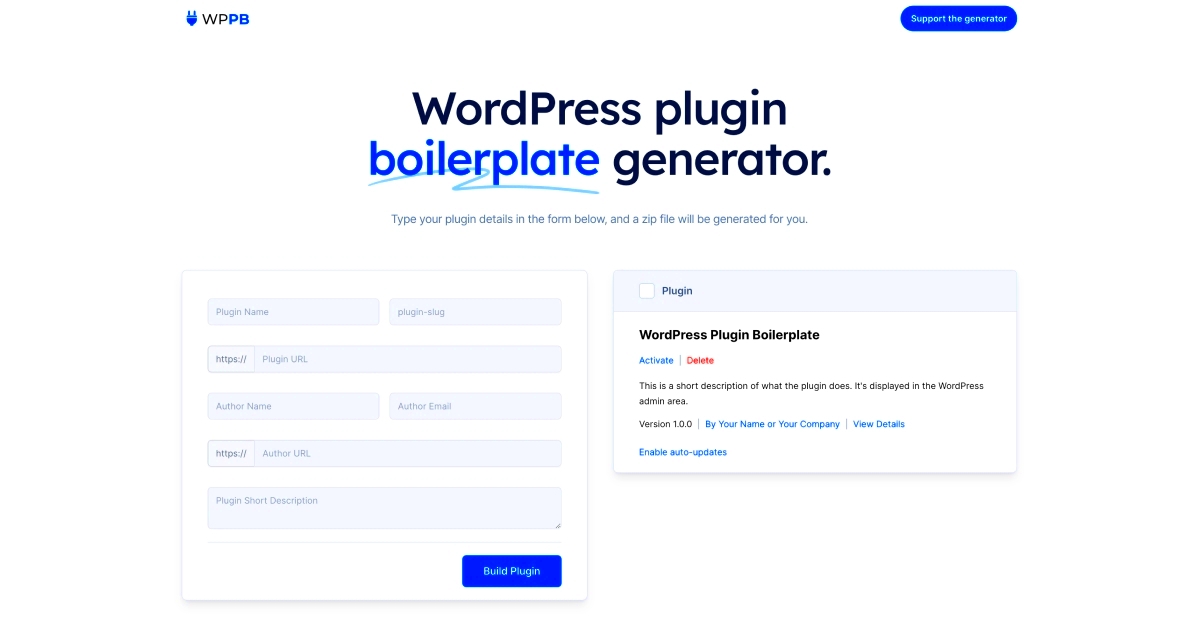 The new WordPress Plugin Boilerplate Generator  Enrique Chvez 