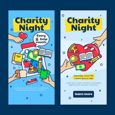 Flat Outline Charity Event Vertical Banner – Free Download