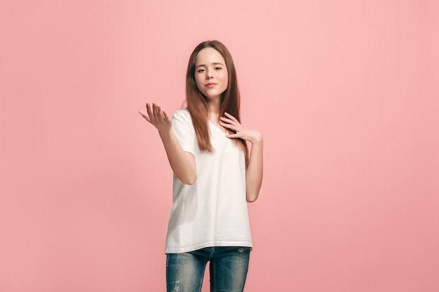 Happy Teen Girl Smiling in Trendy Pink Studio – Free Stock Photo for Download