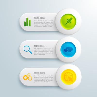 Horizontal Infographic Presentation Banners with Colorful Circles, Text, and Icons on Gray – Download Free Stock Photo
