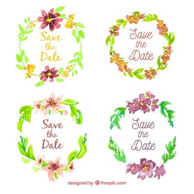 Watercolor Labels with Floral Frame – Free Download, Download Free Stock Photo