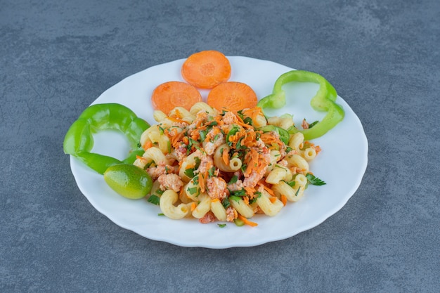 Tasty Pasta with Chopped Vegetables on White Plate – Free Stock Photo, Download for Free