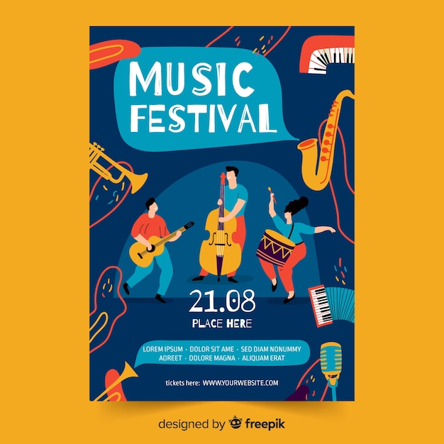 Hand Drawn Music Poster Template – Free to Download