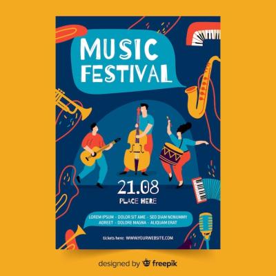 Hand Drawn Music Poster Template – Free to Download